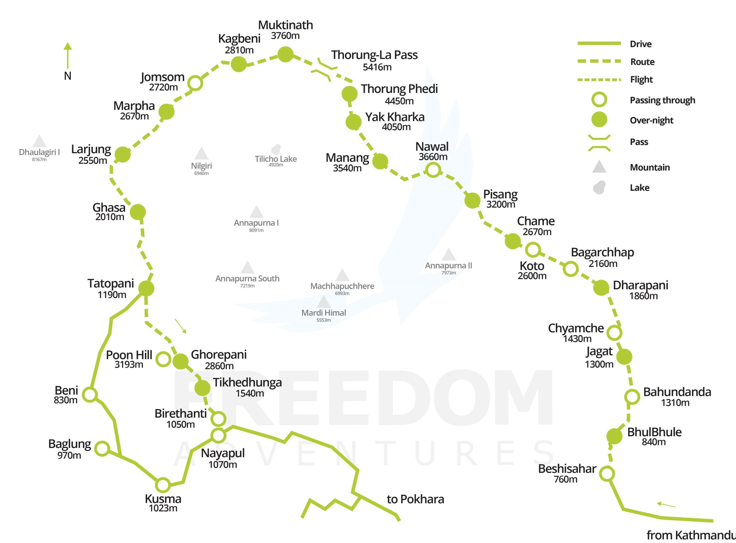 Map - Annapurna Circuit Trek - Freedom Adventures