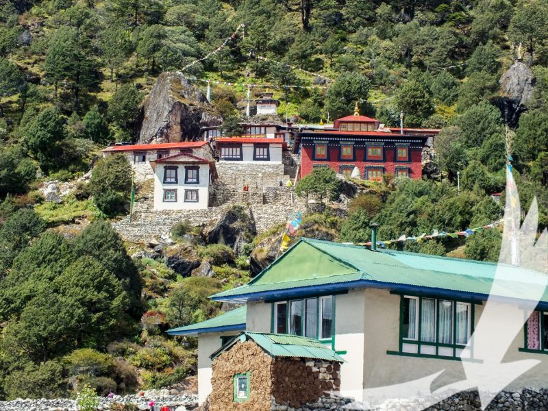 A monastery overlooking the village on the way to gokyo lake - Gokyo Lake with Everest Base Camp