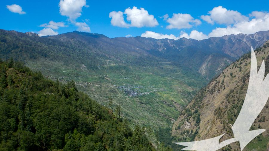 A thick village seen from afar during langtang valley trek - Langtang Valley Trek