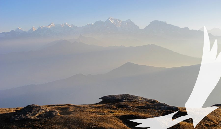 Hazy Himalayas of Khumbu region seen from Pikey Peak Trek - Pikey Peak