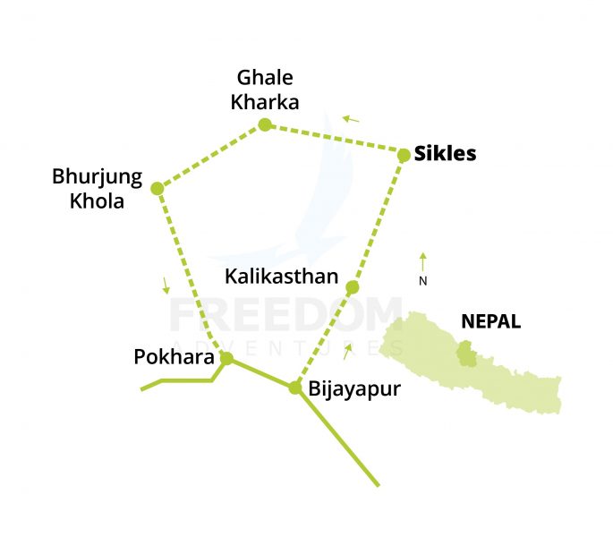Map Annapurna Sikles SImplified- Annapurna Sikles Trek - Freedom Adventures