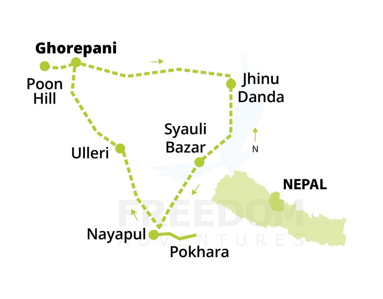 Map Ghorepani Ghandruk Simplified - Ghorepani Poonhill Circuit Trek