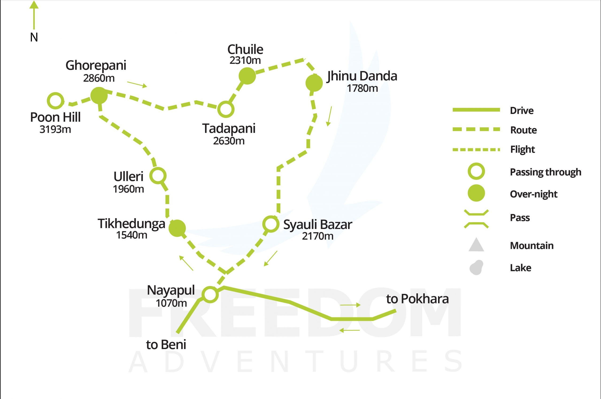 Map Ghorepani Ghandruk Trek - Ghorepani Poonhill Circuit Trek