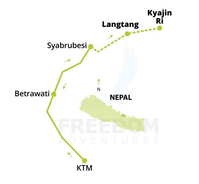 Map Langtang Valley Simplified - Langtang Valley Trek