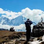 Trekker snaps a photo memoir that shall stay with him long after the trek to gokyo lake is long complete