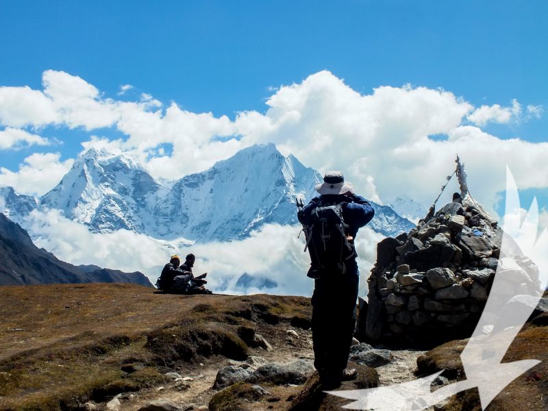Trekker snaps a photo memoir that shall stay with him long after the trek to gokyo lake is long complete
