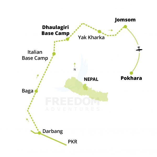 Map Dhaulagiri via french pass Simplified - Dhaulagiri Circuit Trek