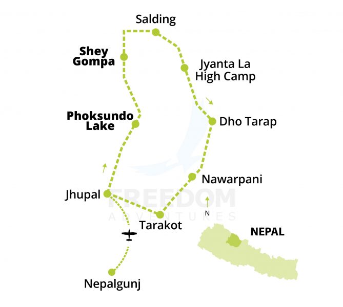 Map Upper Dolpo Simplified - Upper Dolpo With Bardia National Park