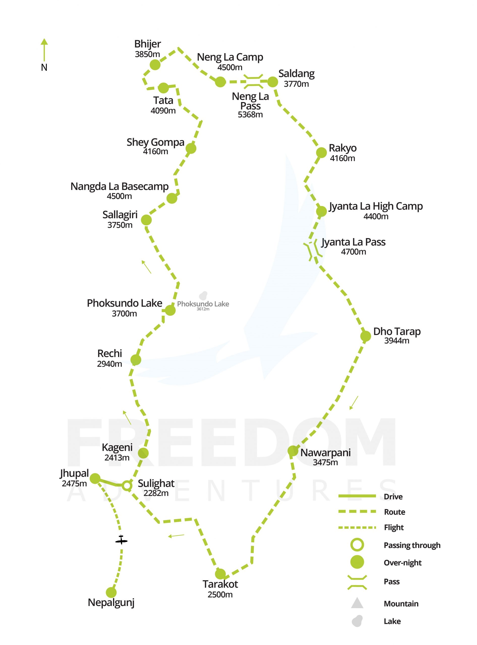 Map Upper Dolpo to Bardia National Park - Upper Dolpo With Bardia National Park